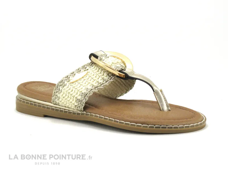 Achat chaussures Dees Shoes Femme Entre-doigts, vente Dees Shoes MATHILDE Champagne - Raphia - Tongs mode Femme