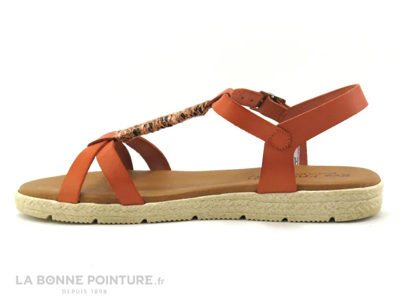 Achat chaussures Eva Frutos Femme Sandale et Nu-pieds, vente Eva Frutos 1113 Corail - Serpent - Sandale Femme bride salome