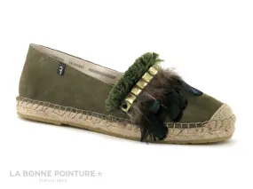 Achat chaussures Fabiolas Femme Chaussure basse / Derby, vente Fabiolas 101609 Kaki Perles Plumes - Espadrille mode Femme