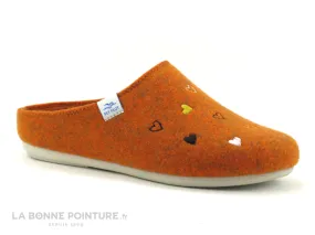 Achat chaussures Fly Flot Femme Pantoufle Chausson, vente Fly Flot FILAINE Orange - Petits coeurs - Pantoufle Femme