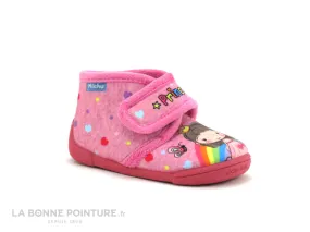Achat chaussures Michu Shoes Bébé Chausson Toile, vente Michu 2605 - Princesse arc-en-ciel - Chausson Fille rose avec scratch