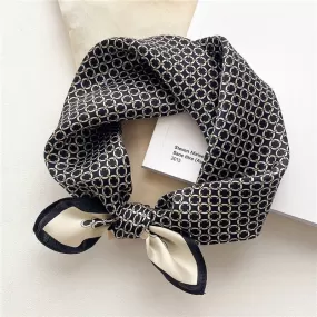 ALBA Foulard Carré Soie Femme Homme Noir à motifs