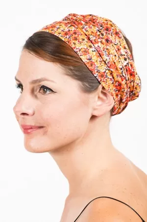 Bandeau à cheveux élastique à fleurs orange - Foudre