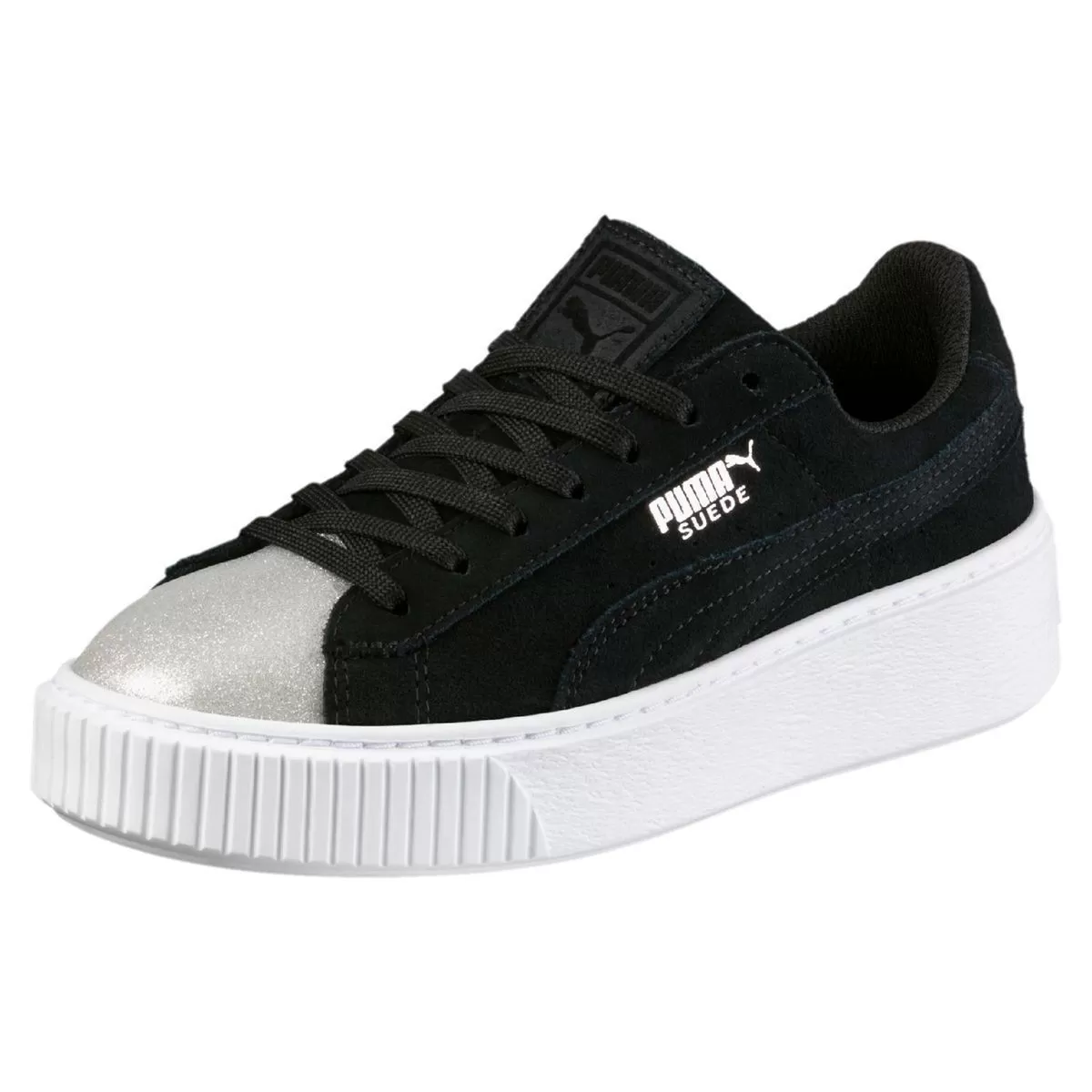 Baskets mode Puma suede platform glam noir