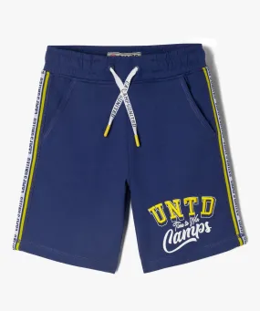 bermuda en maille imprimee garcon - camps united bleu shorts bermudas et pantacourts