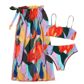 Bikini Hippie Imprimé Orange 3 Pièces