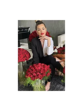 Blazer bi color noir et blanc rayé avec col revers