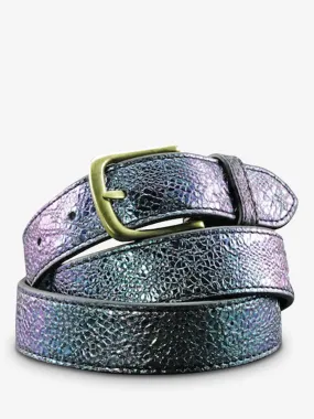BLEU METALLIC LEATHER BELT LaCeinture à Boucle - Boreal