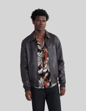 Blouson aviateur café noir en cuir certifié Homme