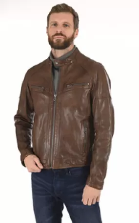 Blouson Collins Cognac Daytona 73 - La Canadienne - Blousons Cuir Cognac