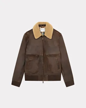 BLOUSON EN CUIR GYVER VINTAGE CACAO , BLOUSON EN CUIR INSPIRATION AVIATEUR Chevignon