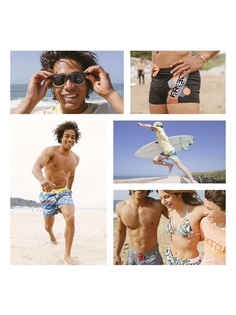 Boardshort court homme ceinture tout-élastiquée Freegun - Bleu