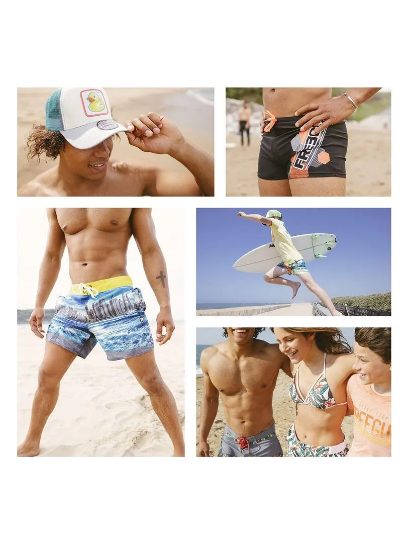 Boardshort court homme ceinture tout-élastiquée Freegun - Vert