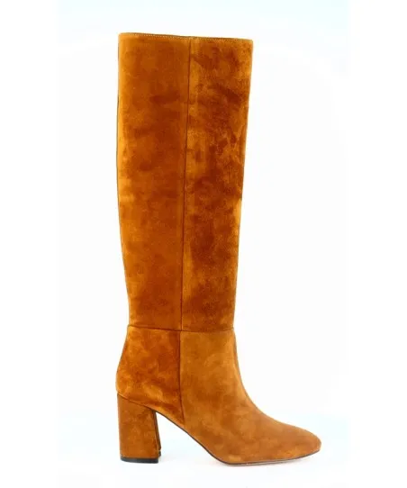 BOTTE CARMEN EN DAIM CUIR TABAC
