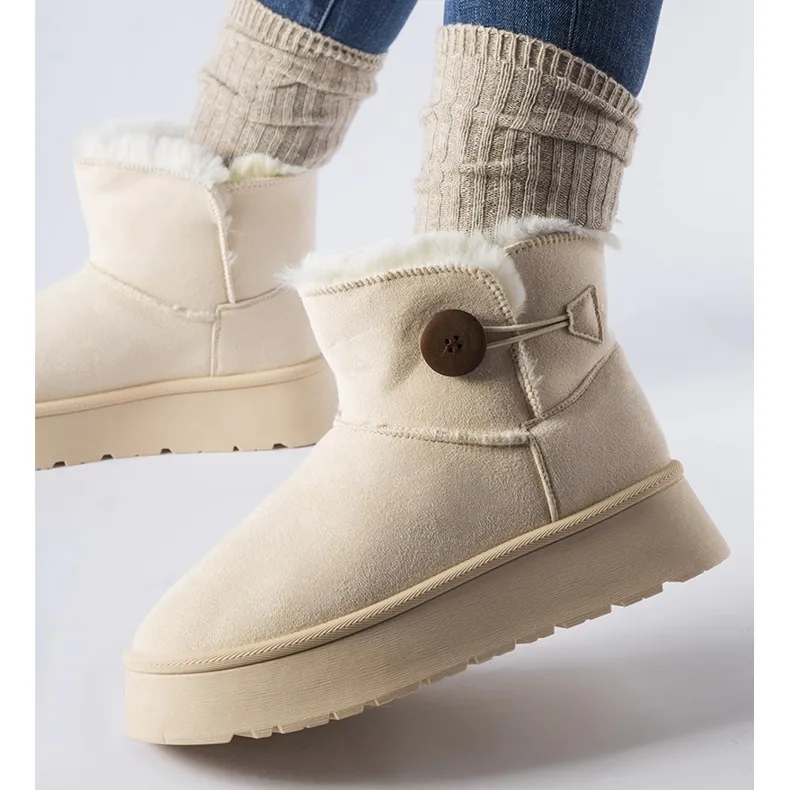 Bottes de neige isolées beiges avec bouton Ronco