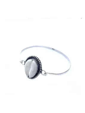 Bracelet jonc en argent et coquillage cauri, Bijoucolor - Blanc