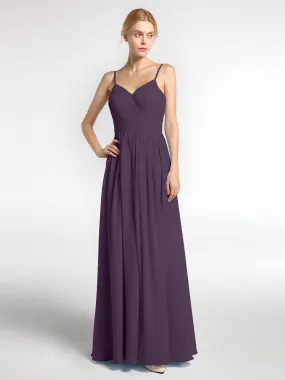Bretelles Spaghetti Mousseline Maxi Robes Plum