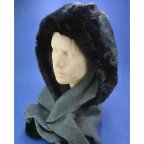 Capuche écharpe grise en polaire | Chapeau hiver pour femme