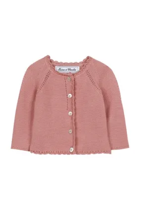 Cardigan blush maille tressée babygirl Tartine et chocolat