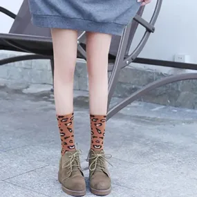 Chaussettes Léopard Côtelées