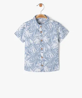 chemise a manches courtes motif feuillage bebe garcon blanc chemises