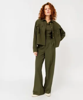 chemise manches longues courte ample et fluide femme vert chemisiers