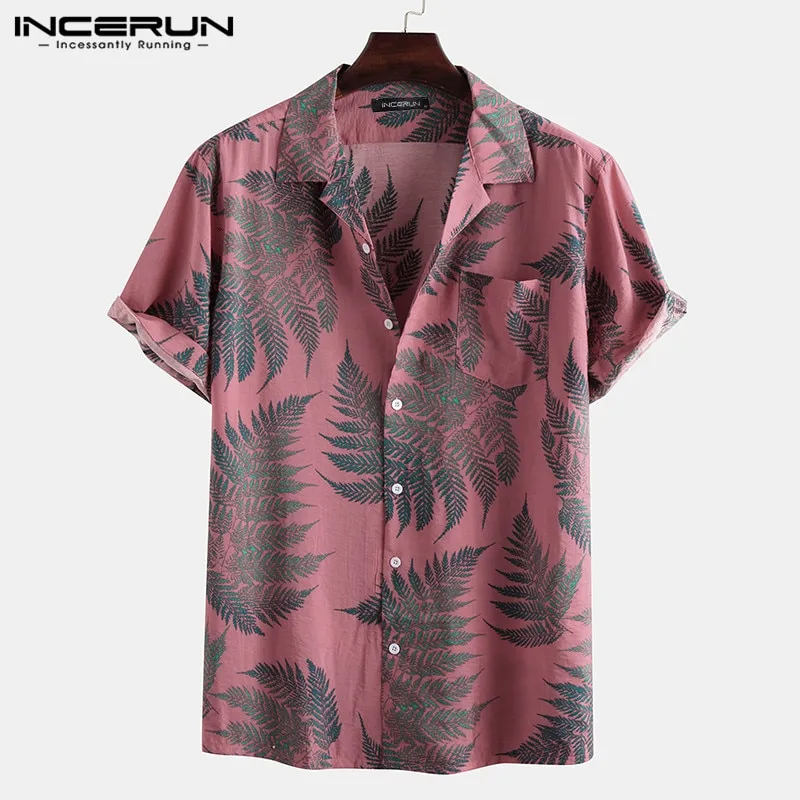 Chemise motif feuilles tropicales pour hommes