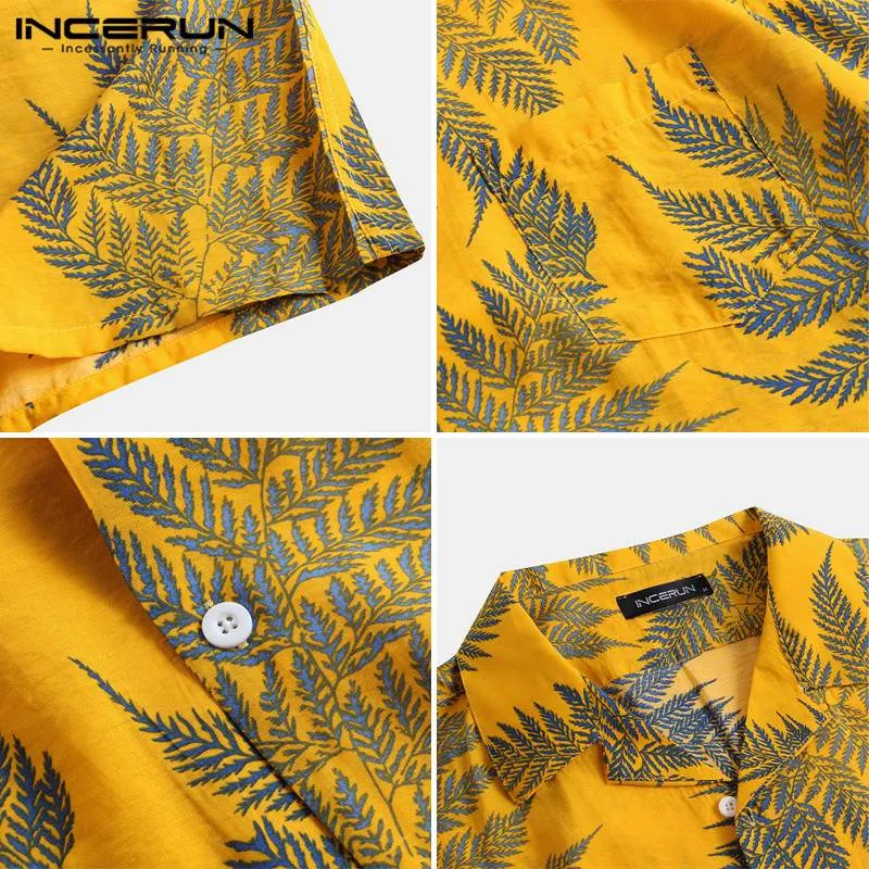 Chemise motif feuilles tropicales pour hommes