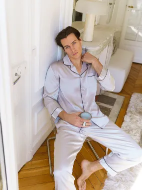 CLASSIQUE Chemise de pyjama Homme en soie grise 19 mommes