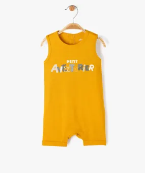 combishort avec inscription bebe garcon jaune shorts et bermudas