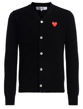 Comme Des Garçons Play Cardigan noir avec cœur rouge