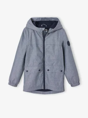 Coupe-vent à capuche garçon en chambray déperlant chambray - Vertbaudet