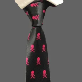 Cravate tête de mort rose