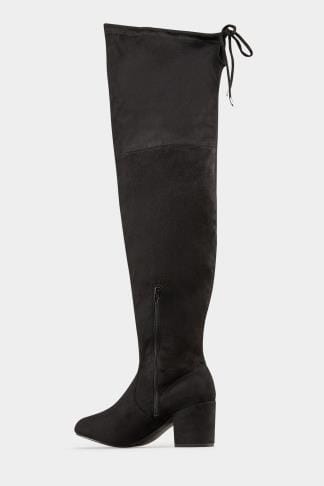 Cuissardes Noires à Talons - Pieds et Mollets Larges EEE