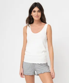 debardeur lingerie en maille cotelee femme beige hauts de pyjama