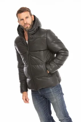 Doudoune capuche homme noir Schott