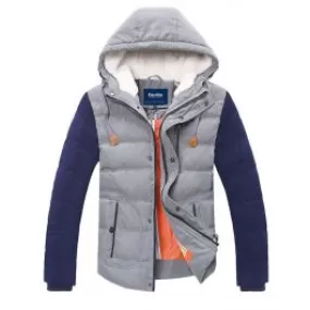 Doudoune à capuche pour homme avec manches couleurs