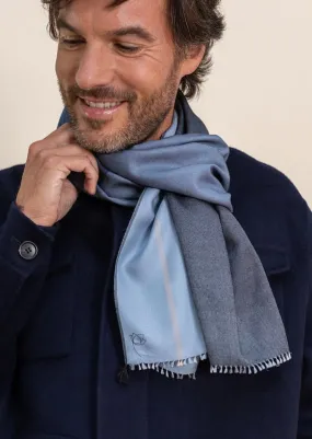 Echarpe Colorblock en soie laine gris