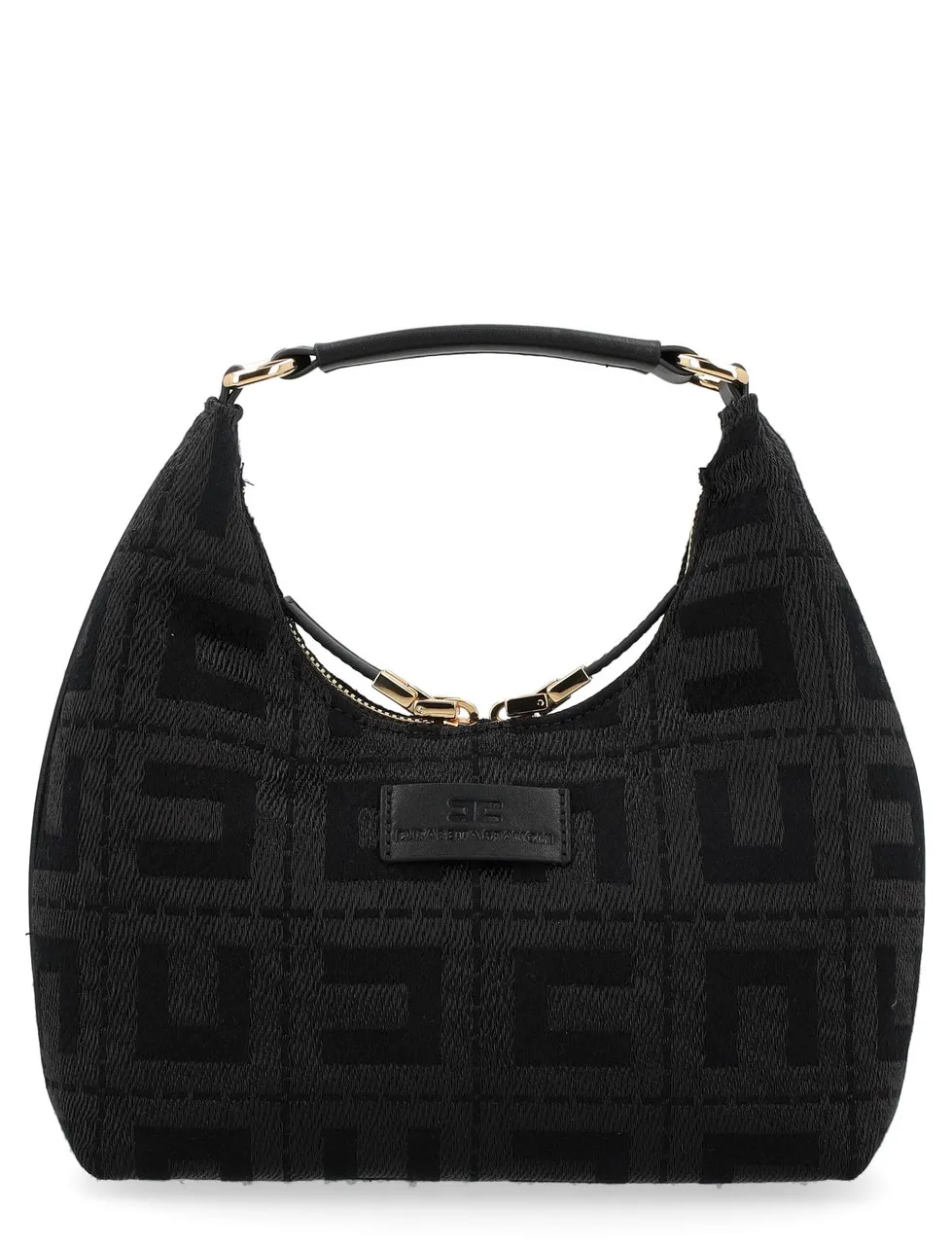 Elisabetta Franchi Sac Hobo en tissu jacquard noir