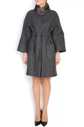 Elora Ascott Manteau en laine et alpaga avec col en vison