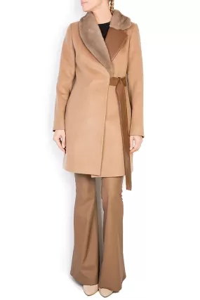 Elora Ascott Manteau en laine et cachemire, fourrure de vison et cuir