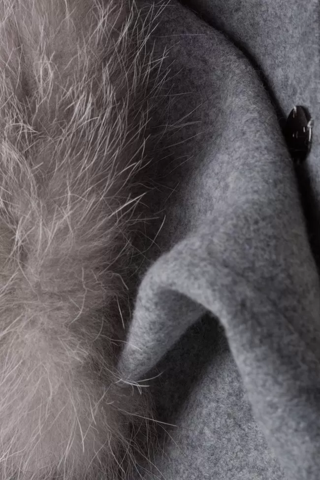 Elora Ascott Manteau en mélange de laine et alpaga orné de fourrure
