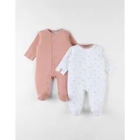 Ensemble de 2 pyjamas 1 pièce terracotta/écru rose - Noukies