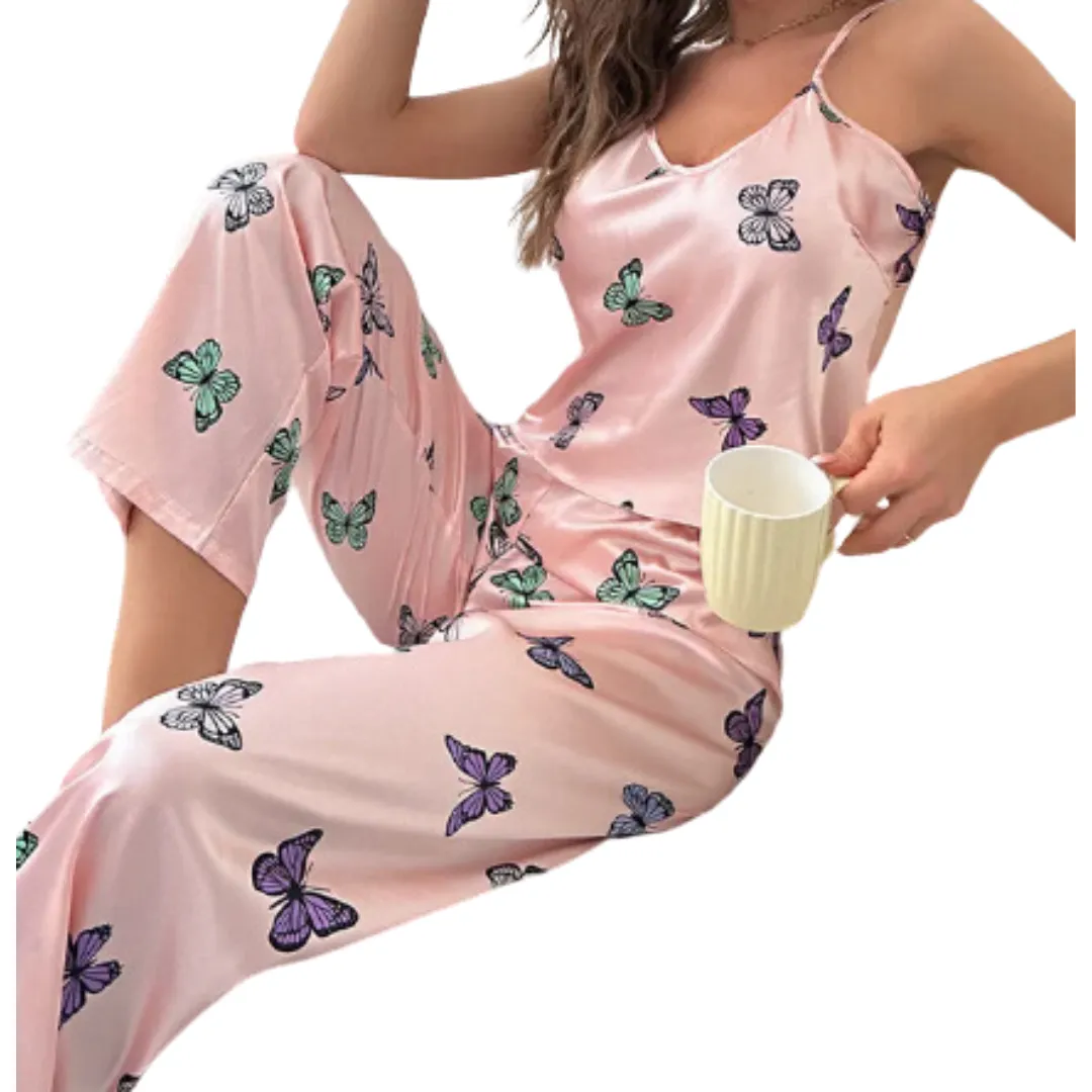Ensemble de Pyjama en Soie Imitée : Parfait pour les Soirées d'té