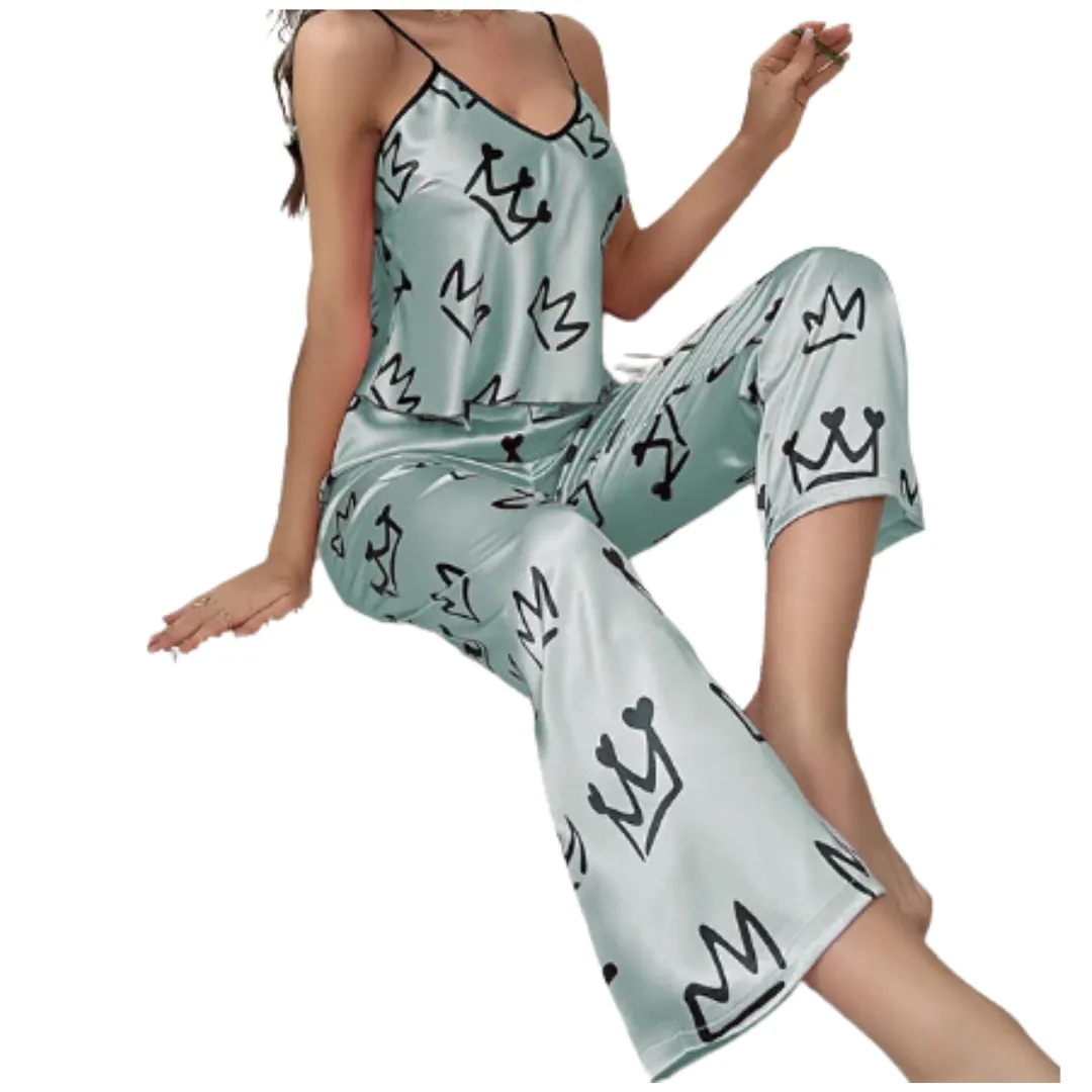 Ensemble de Pyjama en Soie Imitée : Parfait pour les Soirées d'té