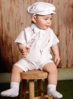 Ensemble lin blanc Noam bébé et petit garçon avec casquette