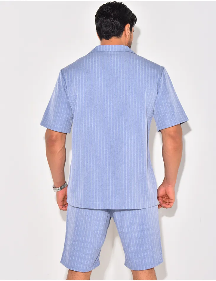 Ensemble short et chemise à rayures / 62595 - JEANS INDUSTRY