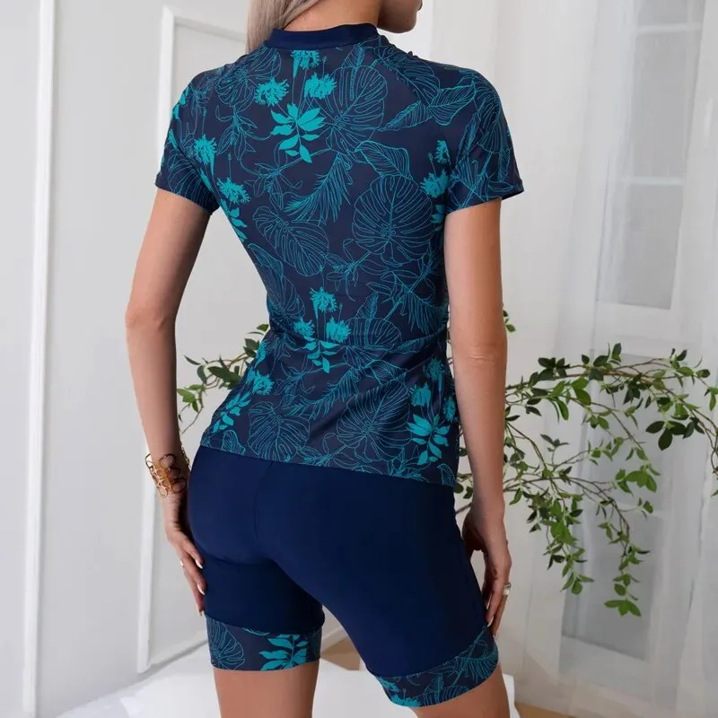 Ensemble tankini motif hawaïen