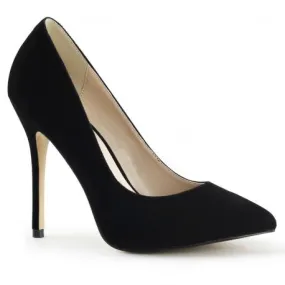 Escarpin noir en velours haut talon 12 cm et à plateforme cachée grande taille du 35 au 46