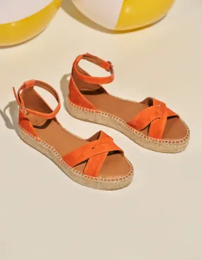 Espadrilles plates Catherine - Suède orange